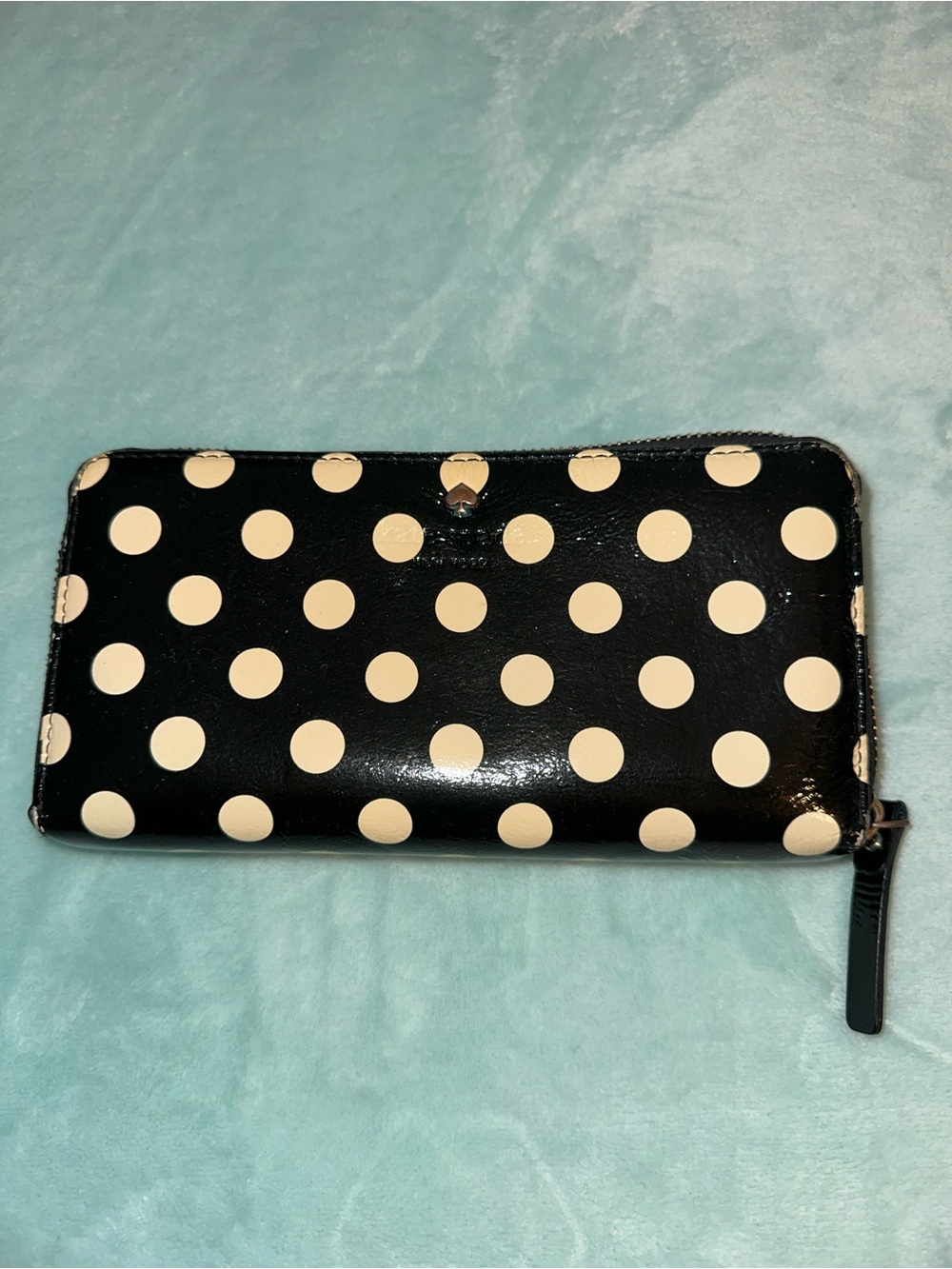 kate spade Black Wallet with Cream Polka Dots